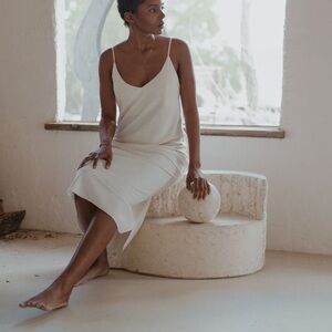 Ozma Silk Noil Bias Slip Dress Natural